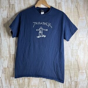Thrasher Magazine Skate Goat Skateboard Navy Blue Graphic T-Shirt Mens Medium